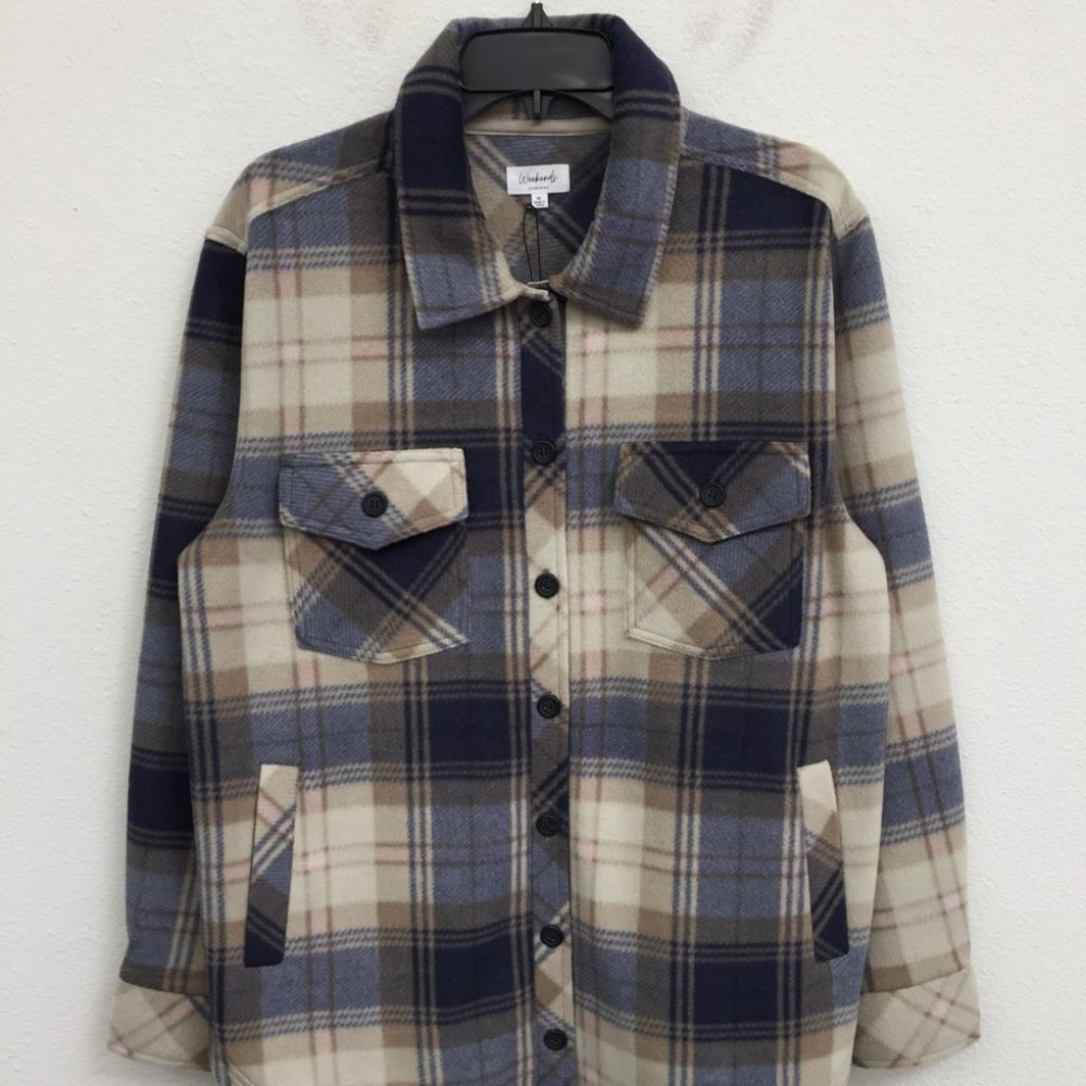 POLAR FLEECE PLAID SHACKET